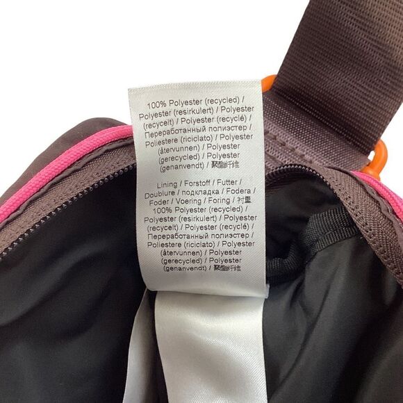 GANNI Quilted Recycled Tech Fabric Festival Bag Mole Dark Brown Pink Orange - Picture 11 of 12